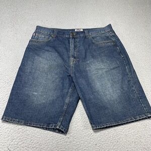 Phat Farm Shorts Mens 38 Blue Denim Bermuda Relaxed Fit Hip Hop Casual